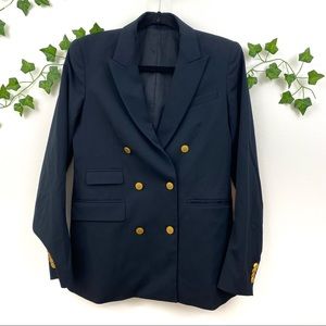 Theory Double Breasted Gold Button Navy Blazer 6